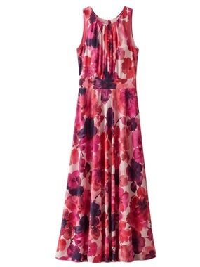 Eliza J Floral Print Sleeveless Pleated Maxi Halter Dress -Size 16